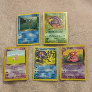 Pokemon Fossil 5 Card Lot: Ekans, Horsea, Slowpoke, Slowbro, Tentacruel